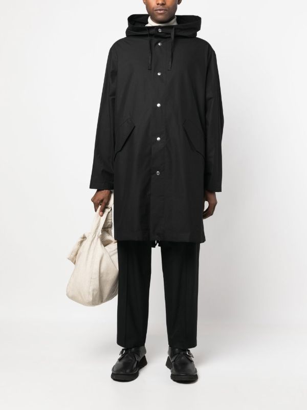 Browns Jil Sander Black Logo Print Hooded Parka Coat | Browns Parkas