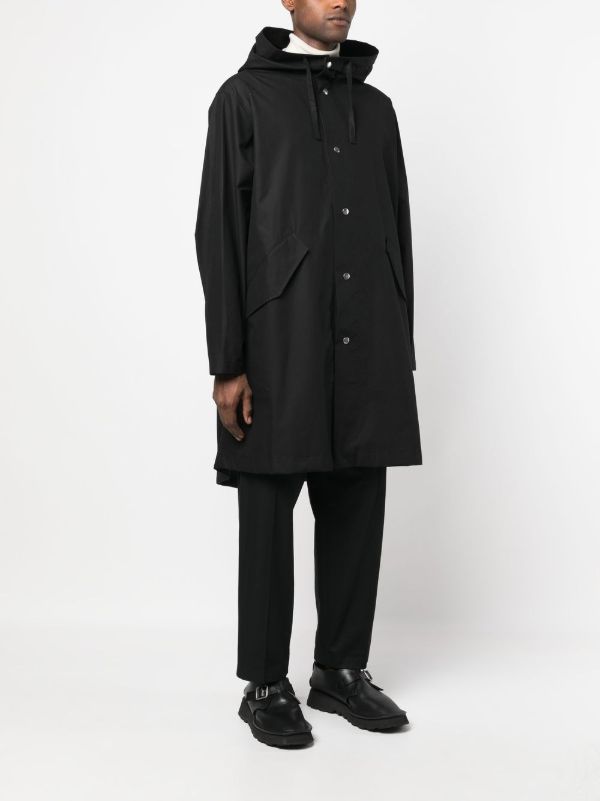 Browns Jil Sander Black Logo Print Hooded Parka Coat | Browns Parkas