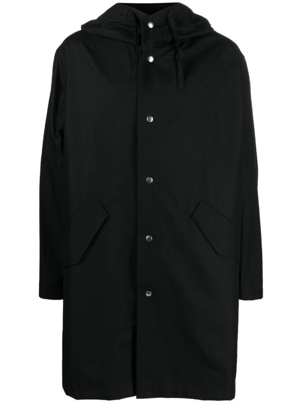 browns Jil Sander black logo print hooded parka coat | Browns Parkas