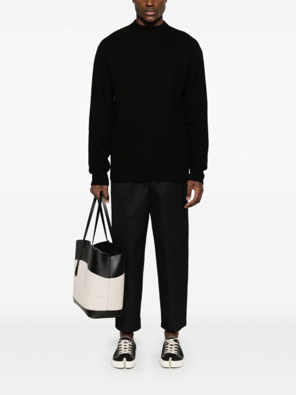 Browns Jil Sander Black Mock-Neck Wool Sweater | Browns Knitted Sweaters