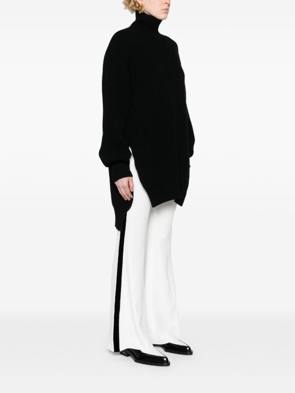 Browns Jil Sander Black Ribbed Wool Sweater | Browns Knitted Sweaters