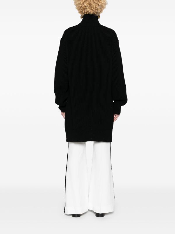 Browns Jil Sander Black Ribbed Wool Sweater | Browns Knitted Sweaters