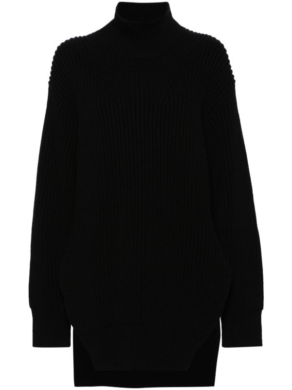 browns Jil Sander black ribbed wool sweater | Browns Knitted Sweaters