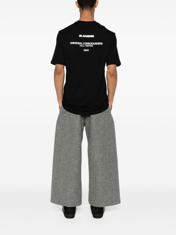 Browns Jil Sander Black Slogan-Print Cotton T-shirt | Browns T-Shirts