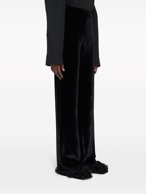 Browns Jil Sander Black Wide-Leg Velvet Trousers | Browns Wide-Leg Pants