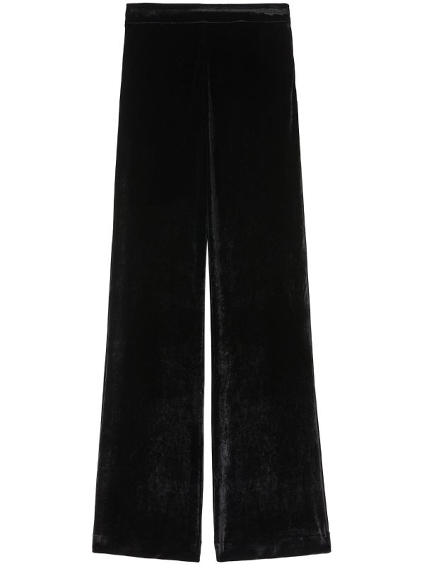 browns Jil Sander Black Wide-Leg Velvet Trousers | Browns Wide-Leg Pants