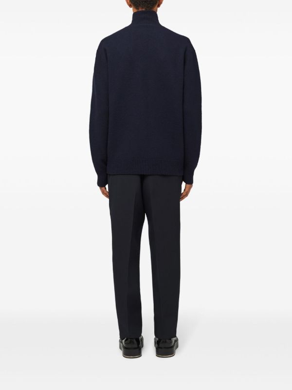 Browns Jil Sander Blue Chain-Embellished Wool Sweater | Browns Knitted Sweaters