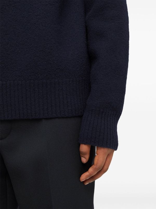 Browns Jil Sander Blue Chain-Embellished Wool Sweater | Browns Knitted Sweaters