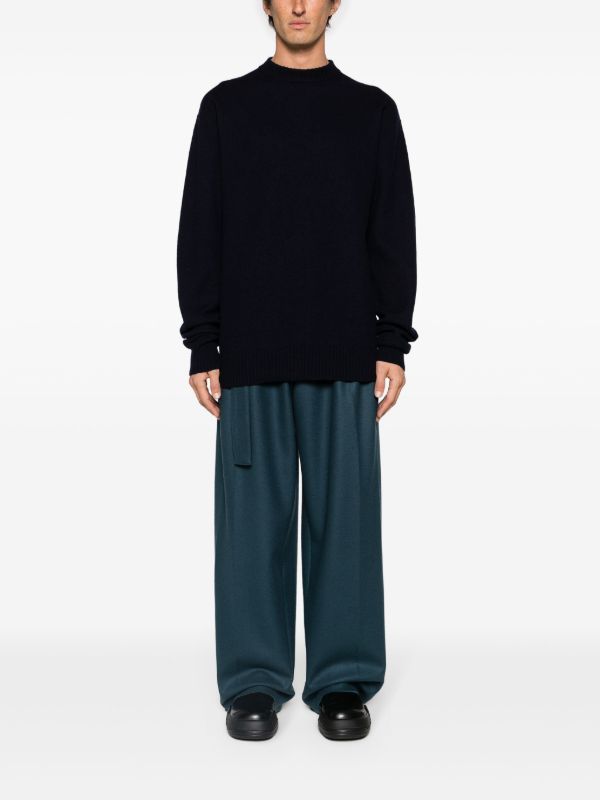 Browns Jil Sander Blue Crew Neck Wool Jumper | Browns Knitted Sweaters