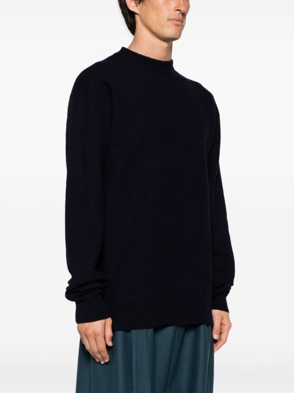 Browns Jil Sander Blue Crew Neck Wool Jumper | Browns Knitted Sweaters