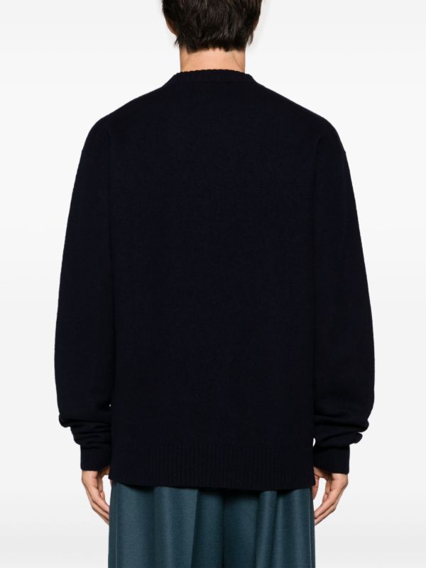 Browns Jil Sander Blue Crew Neck Wool Jumper | Browns Knitted Sweaters