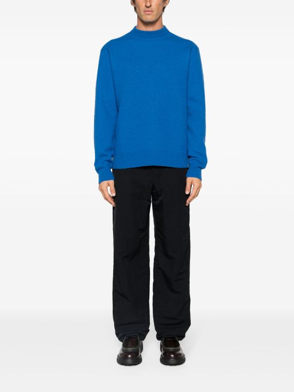 Browns Jil Sander Blue Crew Neck Wool Jumper | Browns Knitted Sweaters