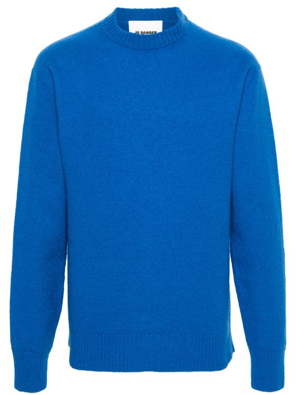 browns Jil Sander Blue Crew Neck Wool Jumper | Browns Knitted Sweaters