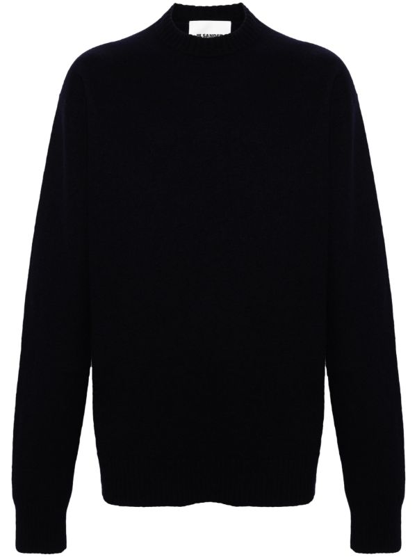 browns Jil Sander Blue Crew Neck Wool Jumper | Browns Knitted Sweaters