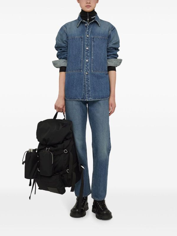 Browns Jil Sander Blue Mid-Rise Straight Jeans | Browns Straight-Leg Jeans