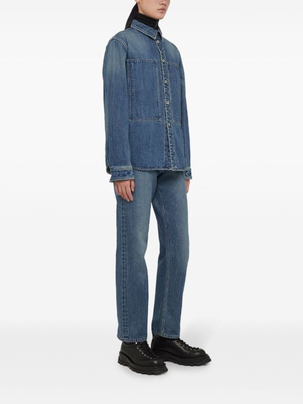 Browns Jil Sander Blue Mid-Rise Straight Jeans | Browns Straight-Leg Jeans