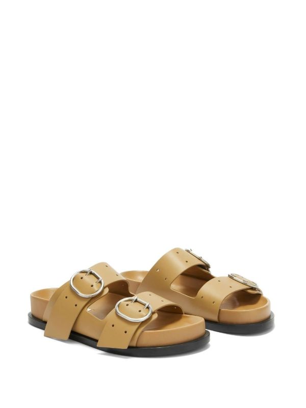 Browns Jil Sander Brown Buckled Leather Sandals | Browns Sandals
