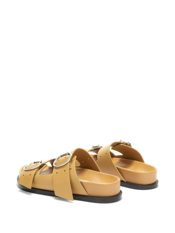 Browns Jil Sander Brown Buckled Leather Sandals | Browns Sandals