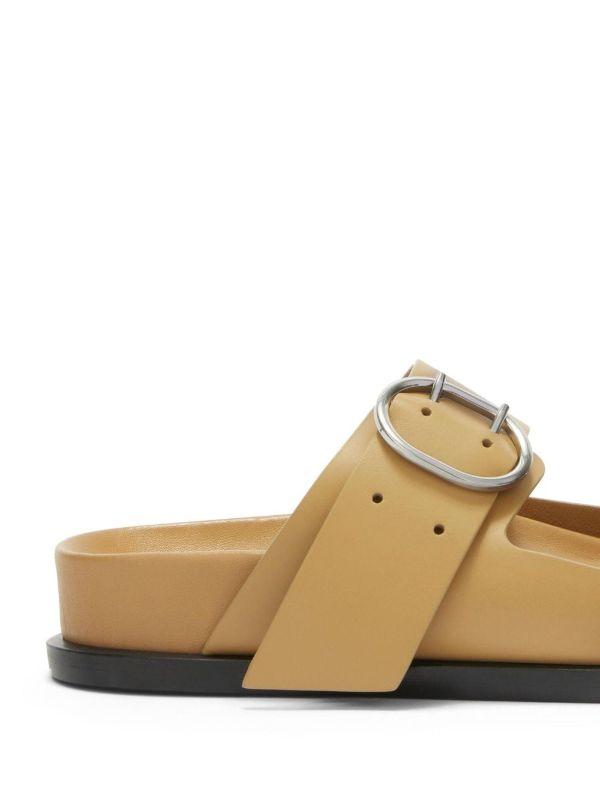 Browns Jil Sander Brown Buckled Leather Sandals | Browns Sandals