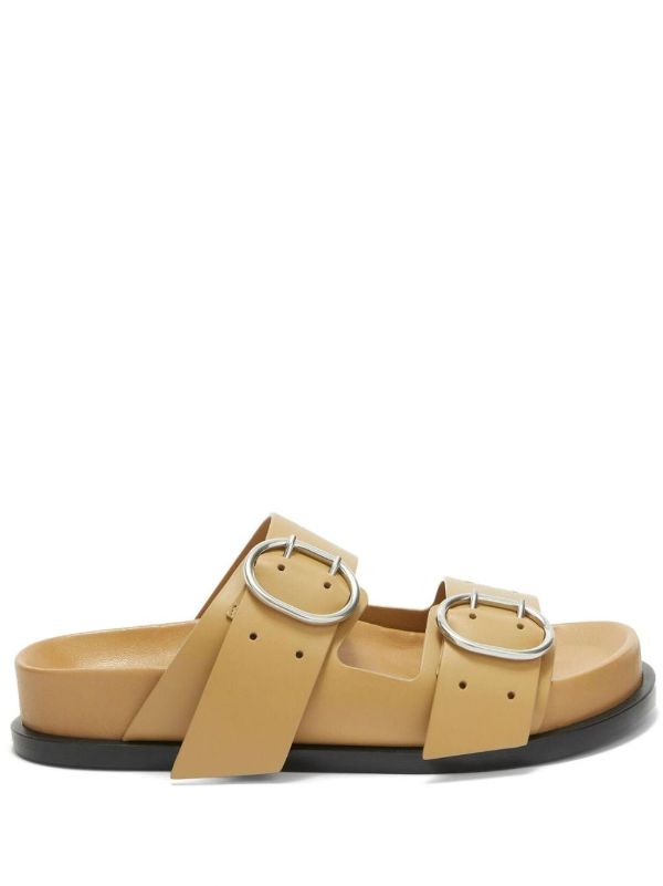 browns Jil Sander Brown Buckled Leather Sandals | Browns Sandals