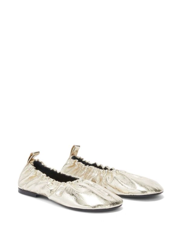 Browns Jil Sander Gathered-detail Leather Ballerina Shoes | Browns Ballerina Shoes