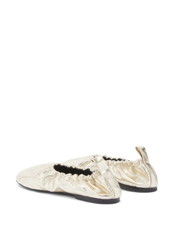 Browns Jil Sander Gathered-detail Leather Ballerina Shoes | Browns Ballerina Shoes