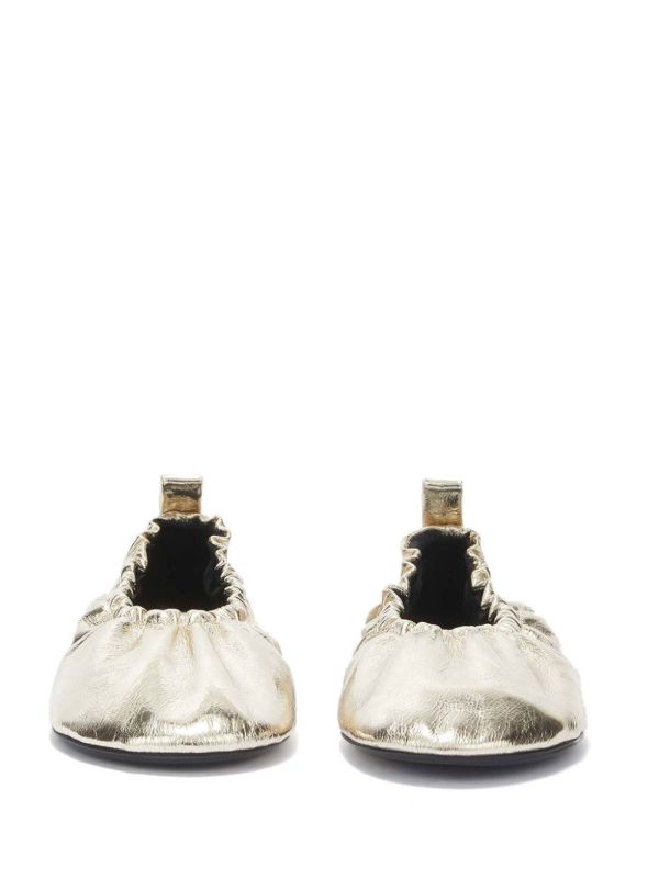 Browns Jil Sander Gathered-detail Leather Ballerina Shoes | Browns Ballerina Shoes