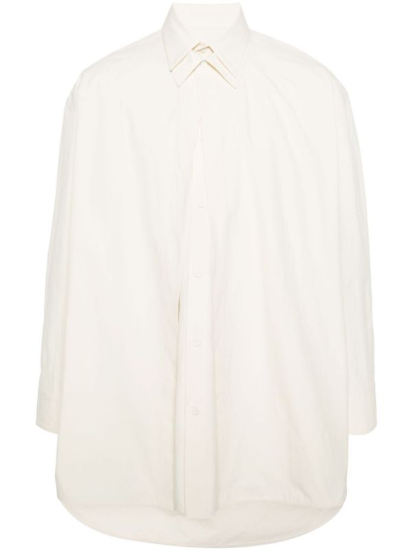browns Jil Sander Neutral Double-Collar Cotton Shirt | Browns Shirts