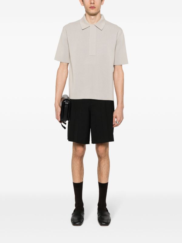 Browns Jil Sander Neutral Knitted Polo Shirt | Browns Polo Shirts