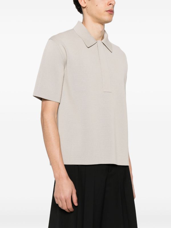 Browns Jil Sander Neutral Knitted Polo Shirt | Browns Polo Shirts