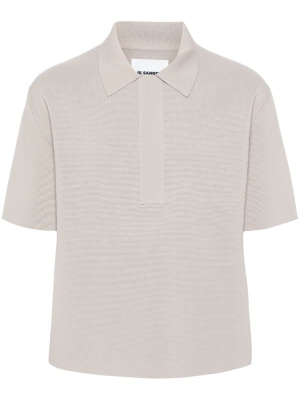 browns Jil Sander Neutral Knitted Polo Shirt | Browns Polo Shirts