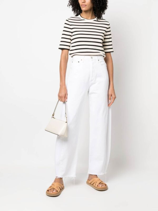 Browns Jil Sander Neutral Striped Cotton Top | Browns Knitted Tops