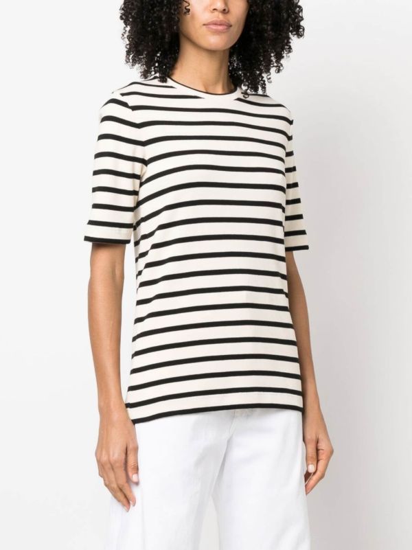 Browns Jil Sander Neutral Striped Cotton Top | Browns Knitted Tops