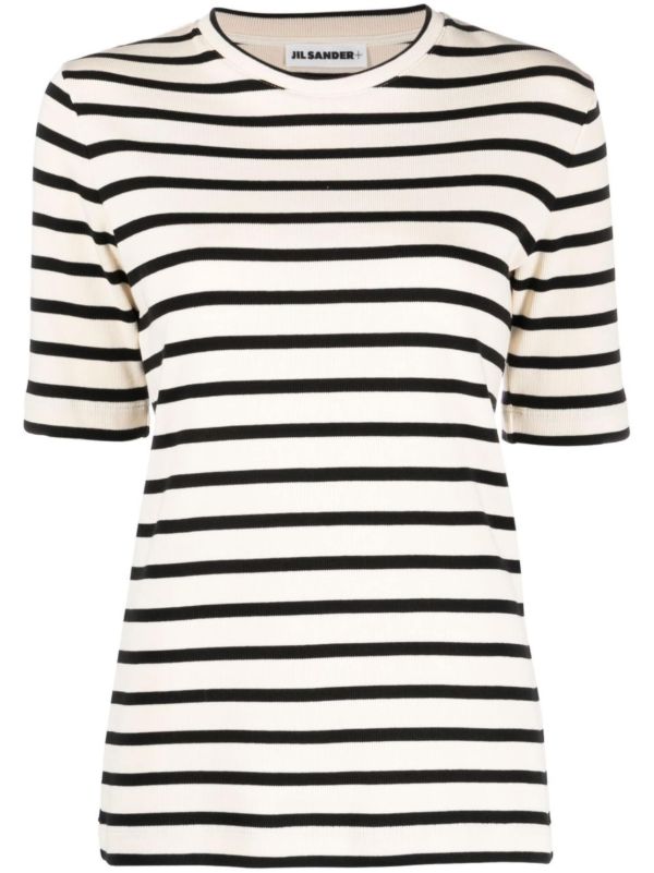 browns Jil Sander neutral striped cotton top | Browns Knitted Tops