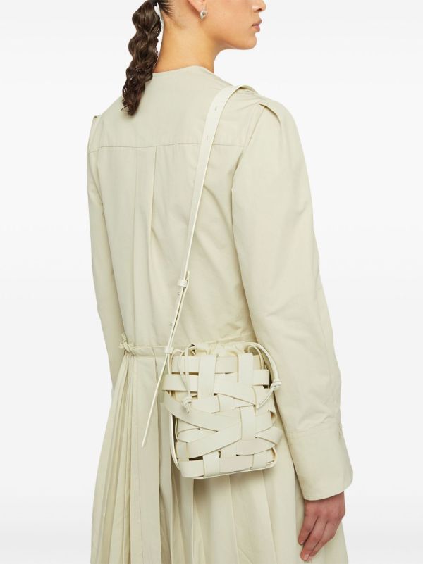 Browns Jil Sander Neutral Woven Small Leather Cross Body Bag | Browns Messenger & Crossbody Bags