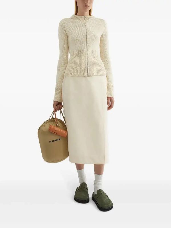 Browns Jil Sander Neutrals Zip-Up Cardigan | Browns Cardigans