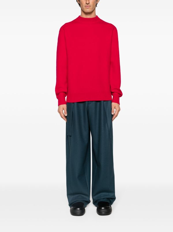 Browns Jil Sander Red Crew Neck Wool Jumper | Browns Knitted Sweaters