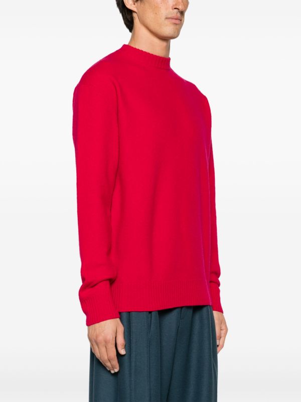 Browns Jil Sander Red Crew Neck Wool Jumper | Browns Knitted Sweaters