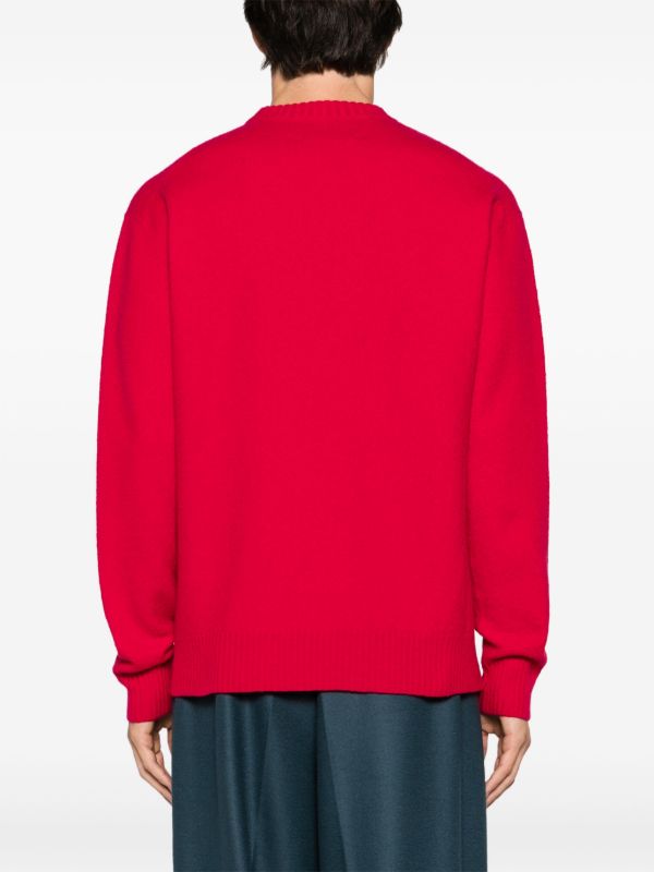 Browns Jil Sander Red Crew Neck Wool Jumper | Browns Knitted Sweaters