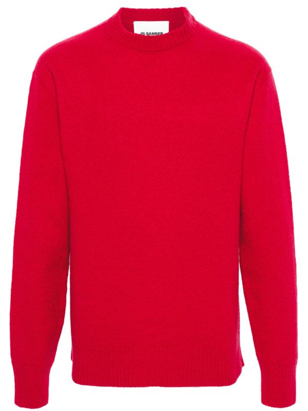 browns Jil Sander Red Crew Neck Wool Jumper | Browns Knitted Sweaters