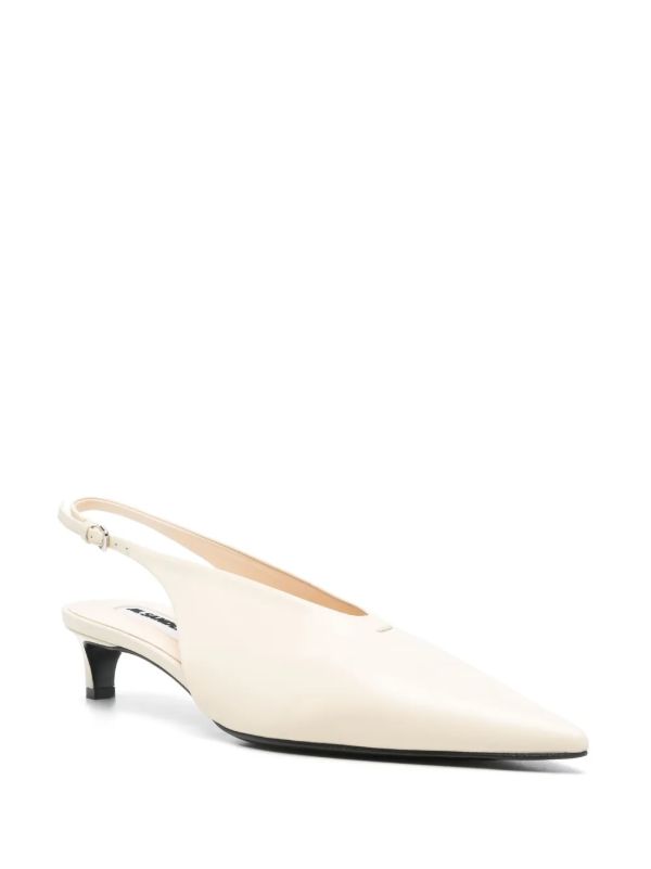 Browns Jil Sander White Leather Slingback Pumps | Browns Pumps
