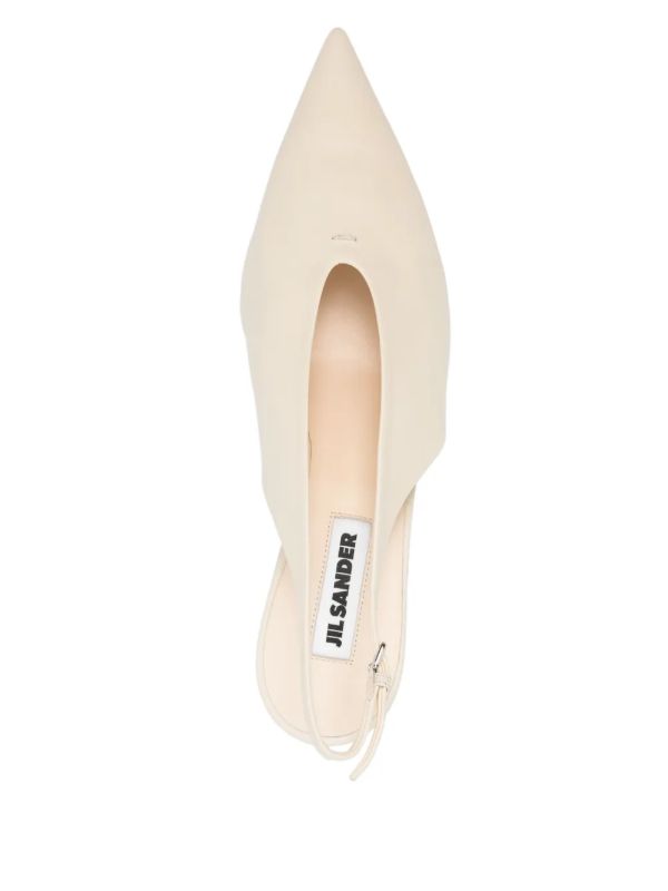 Browns Jil Sander White Leather Slingback Pumps | Browns Pumps