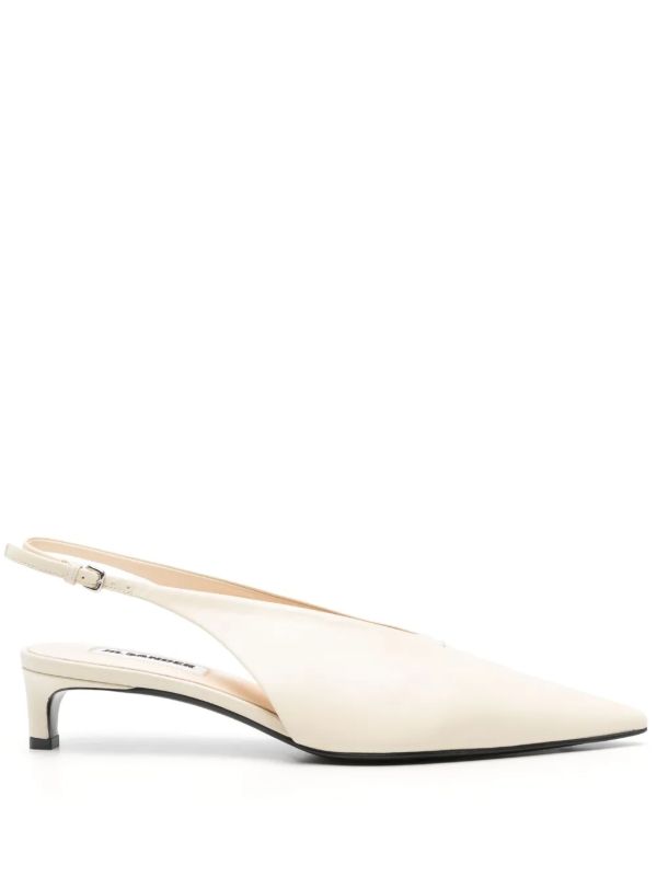 browns Jil Sander White Leather Slingback Pumps | Browns Pumps