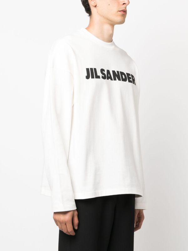 Browns Jil Sander White Logo-Print Long-Sleeved T-Shirt | Browns T-Shirts