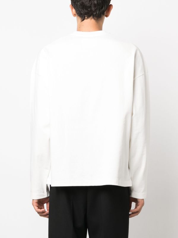 Browns Jil Sander White Logo-Print Long-Sleeved T-Shirt | Browns T-Shirts