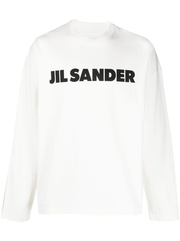 browns Jil Sander White Logo-Print Long-Sleeved T-Shirt | Browns T-Shirts