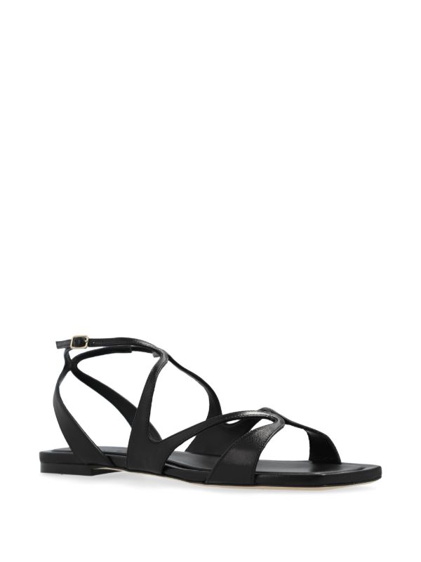 Browns Jimmy Choo Black Ayla Flat Leather Sandals | Browns Sandals