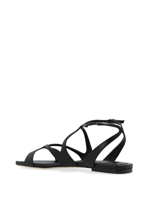 Browns Jimmy Choo Black Ayla Flat Leather Sandals | Browns Sandals
