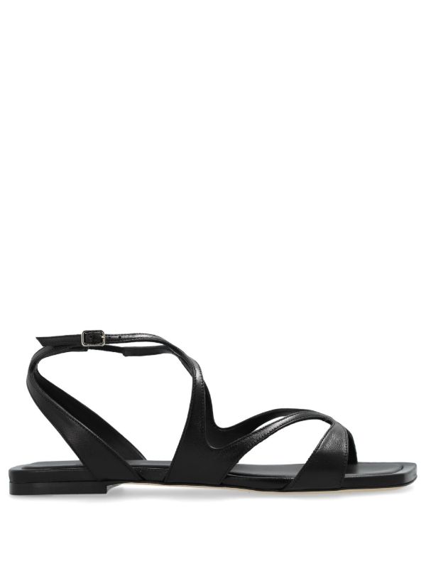 browns Jimmy Choo Black Ayla Flat Leather Sandals | Browns Sandals