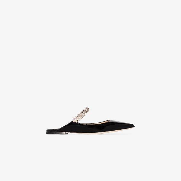 browns Jimmy Choo black Bing crystal-embellished leather mules | Browns Mules